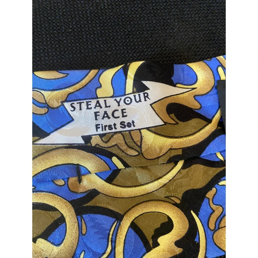 Grateful Dead Steal Your Face First Set Silk Tie Blue Gold Psychedelic Swirl USA